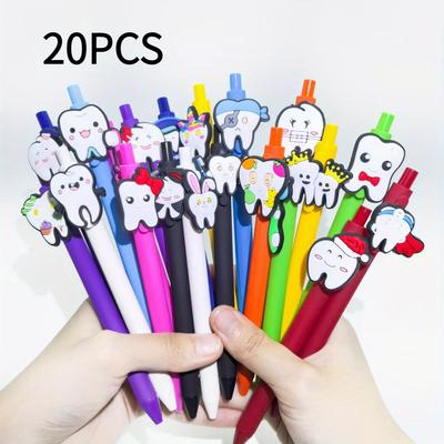 TEMU 20pcs Tooth-themed Ballpoint Pens, Assorted , World Oral Series, Random Color, , Plastic, Office Supplies Image