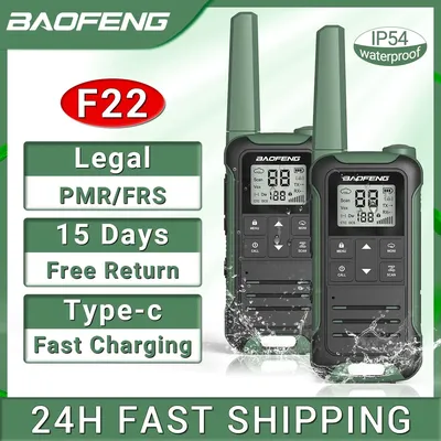2pcs Baofeng F22 PMR446 FRS Walkie Talkie Licence-free Portable LCD Display VOX Two-way Radio Support Type-C Charger for Hunting