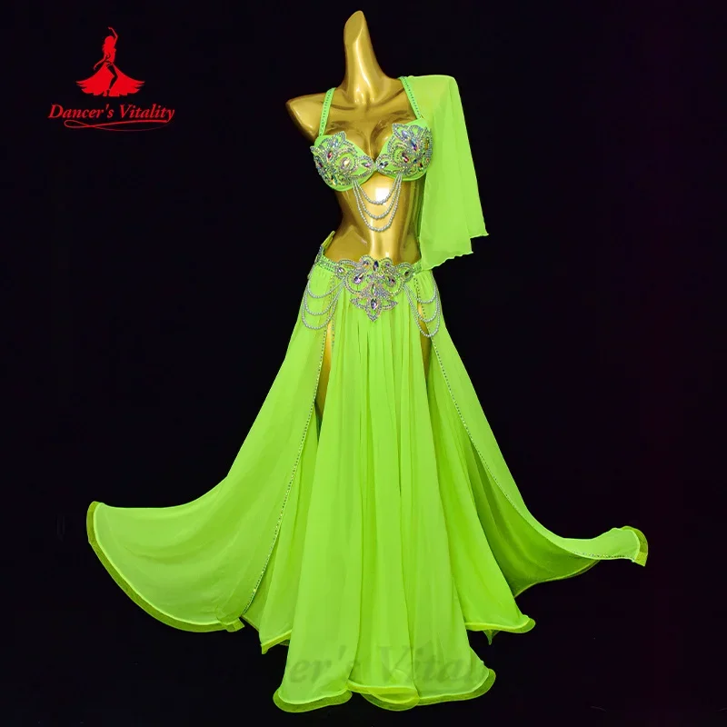 Bauchtänzerin-Kostüme für Damen, hochwertiges, maßgeschneidertes Strass-Performance-Set für Bauchtanz, orientalisches Tanz-Wettbewerbsoutfit Image