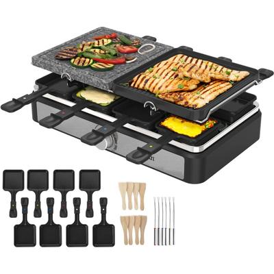 Raclette Grill Raclette Party Grill für 8 Personen Mit kombinierter Grillfläche Naturgrillstein und