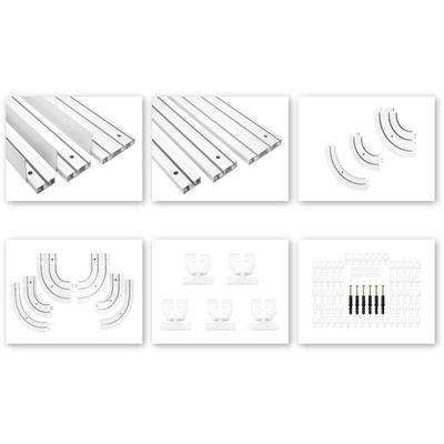 Gardinenschienen 1-3 läufig, Kunststoff pvc weiß, Auswahl Zubehör om: 1-läufig, Abschlussbogen Set