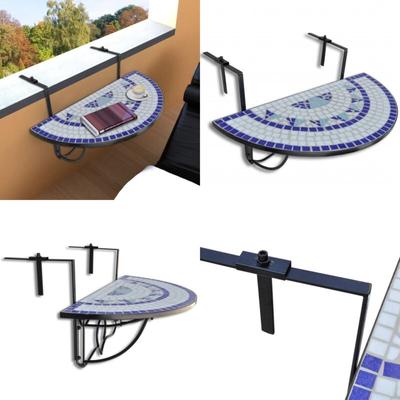 Vidaxl - Balkonhängetisch Mosaik Blau und Weiß - Balkontisch - Hängetisch - Balkonmöbeln Image