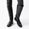 Plus Größe 37-46 Vintage Gothic Leder Kniehohe Lange Stiefel Herren Winterschuhe 2025, quadratische Absätze, Cowboy-Reit-Motorradstiefel