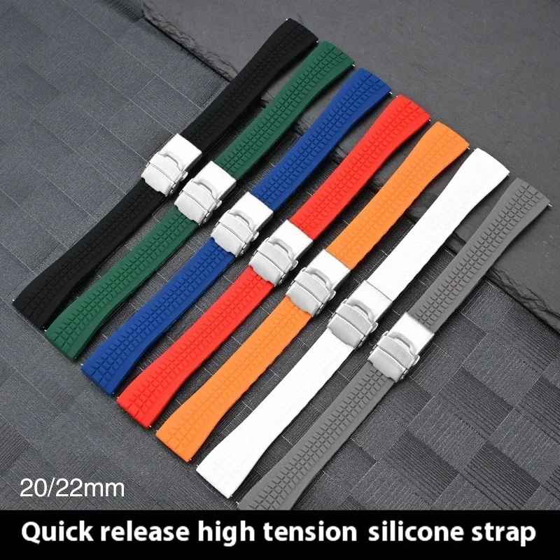 20 mm 22 mm hochfestes Silikonarmband für Seiko Quick Release Faltschließe Uhrenarmband Universal Gummiarmband Zubehör Image