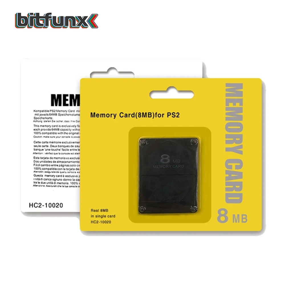 Bitfunx Schwarz 8 MB 16 MB 32 MB 64 MB 128 MB Speicherkarte für PlayStation2 PS2 Spielekonsolen Image
