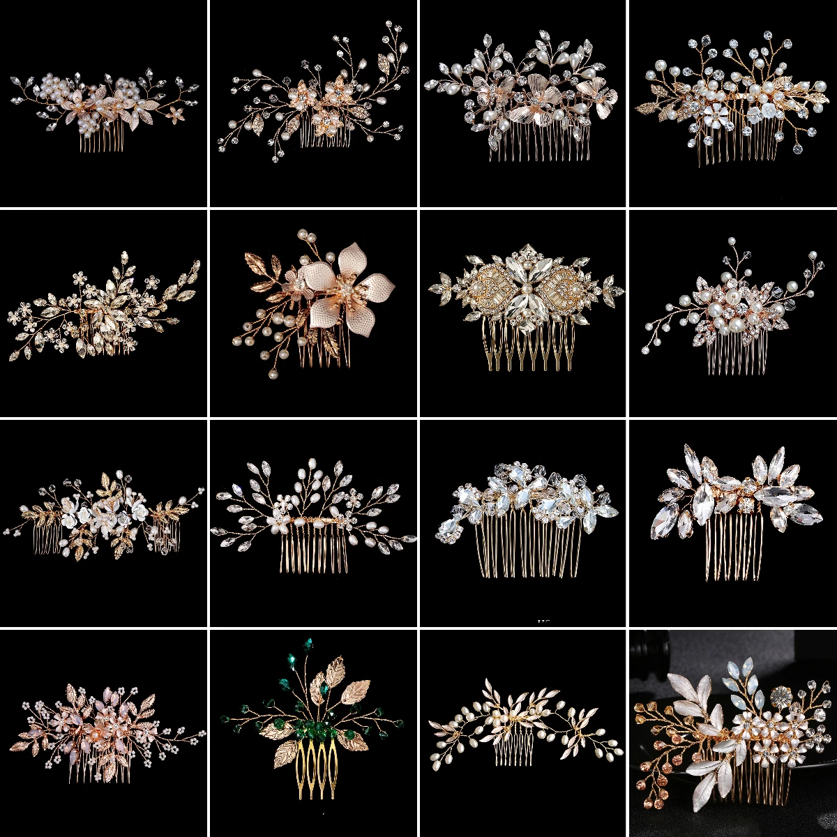 Goldene Luxus Perle Haarkamm Hochzeits feier klassischen Schmuck Kristall Seite Pony Haars pange für Frauen elegante Kopf bedeckungen