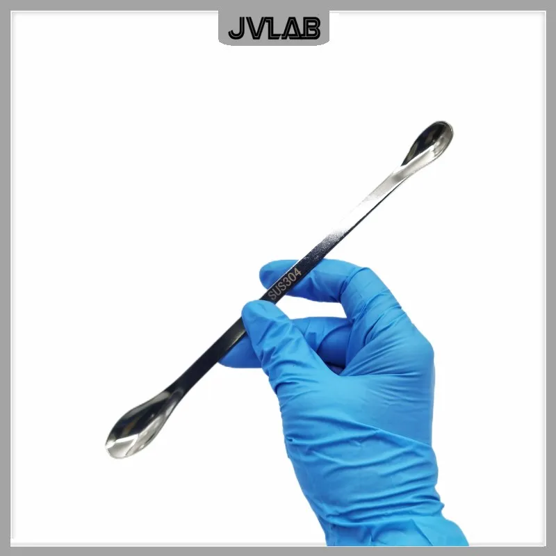 Edelstahl Drogen löffel 20cm Doppelkopf Reagenzien Spatel Wiege Löffel 200mm Labor apotheke Einnahme von Medizin werkzeugen 10/pk Image