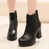 10 cm Kleine Größe 32-43 Elegante Mode Weiche Leder Stiefel Frauen Plattform Schuhe 2025 Winter Block High Heels stiefeletten Büro