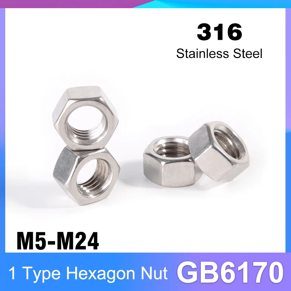 M5 m6 m8 m10 m12 m14 m16 m18 m20 m24 a4-80 Sechs kant mutter aus Edelstahl gb6170 Image