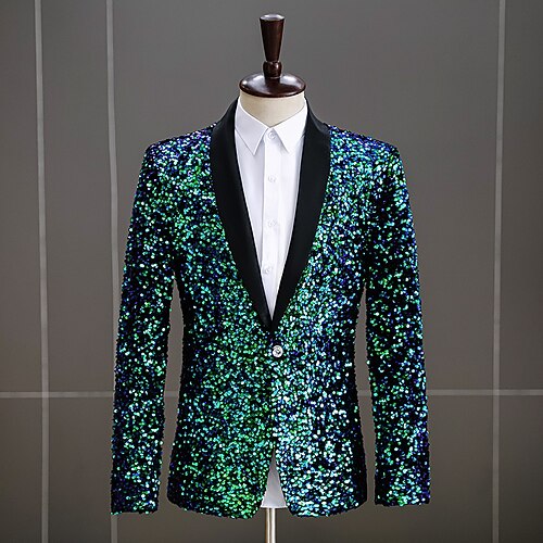 Disko 1980er Blazer mit Reverskragen Disco Pailletten Kostüm Herren Halloween Maskerade Party Club Pride Parade Erwachsene Mantel Herbst Winter Image