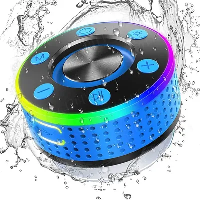 Portable Wireless Speaker Bluetooth5.2 Shower Speaker with Light Show Suction Cup Shower Music