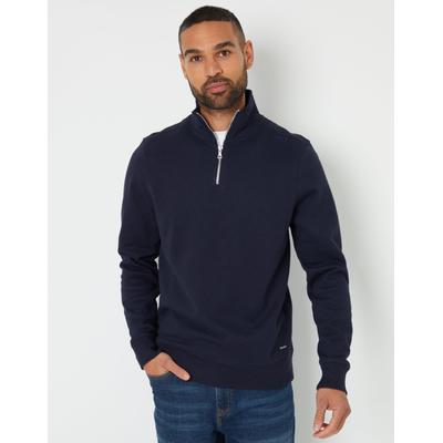Threadbare Men's Navy Pique Quarter Zip Funnel Neck Sweatshirt