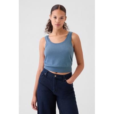 Gap Womens Blue CashSoft Cropped Vest Top - Blue