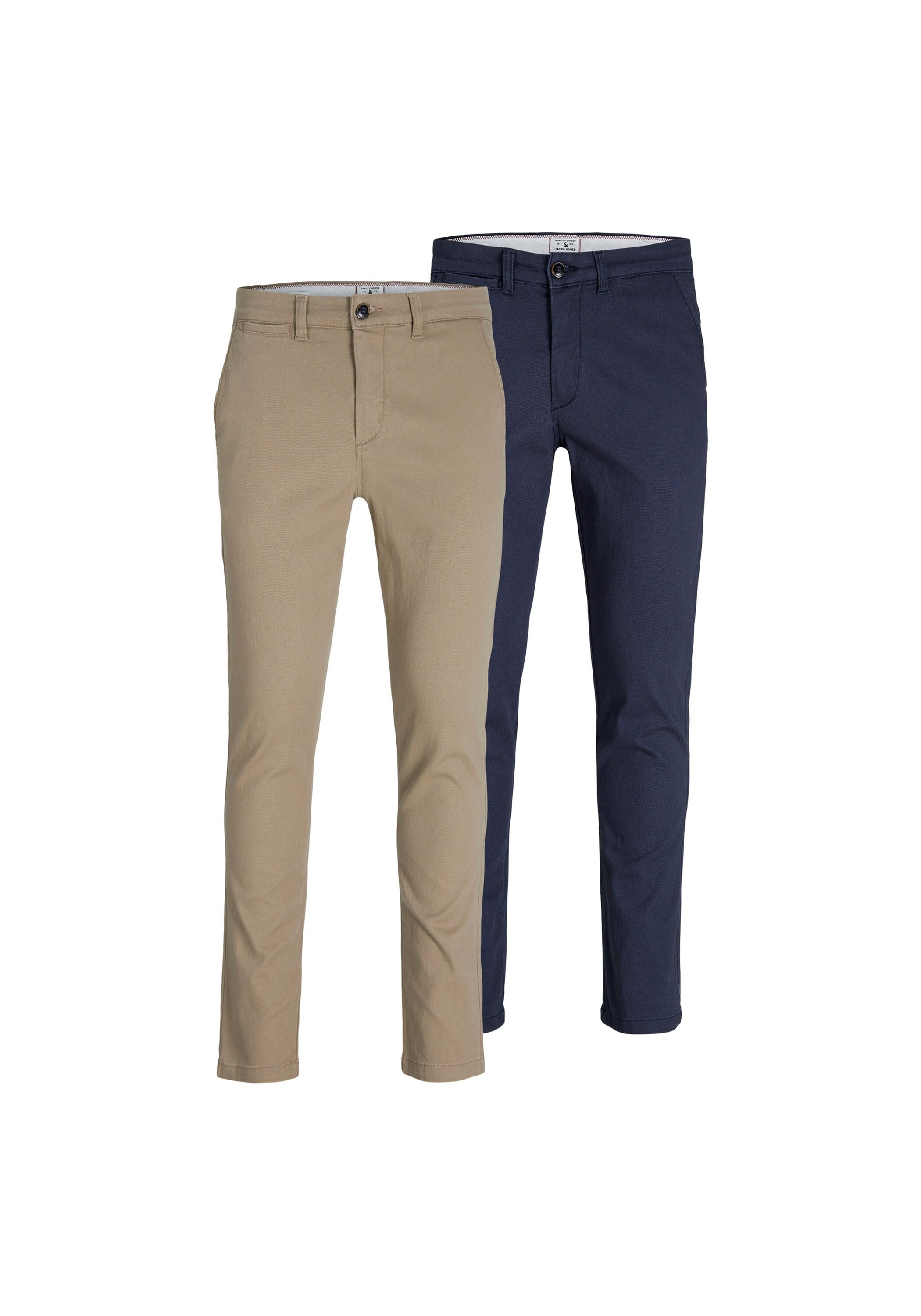 Skinny-fit-Jeans JACK & JONES "Jeans JPSTMARCO JJDAVE 2PK", Herren, Gr. 33, N-Gr, beige (beige, blau), Obermaterial: 98% Baumwolle CO. 2% Elasthan EL., Jeans