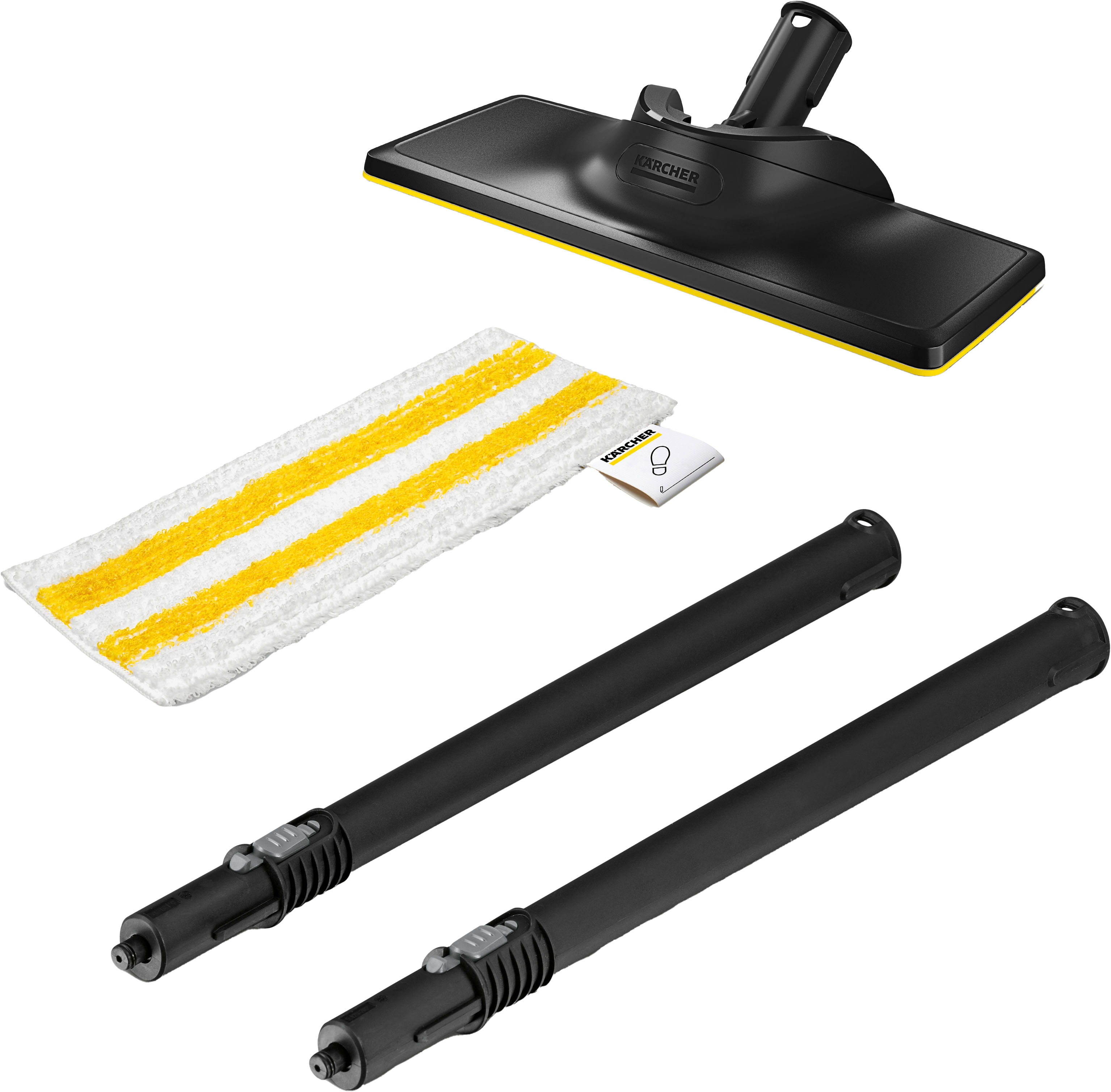 Bodenwischer-Set KÄRCHER "Bodenreinigungsset SC1 Multi", schwarz-weiß (weiß, schwarz), Kunststoff, Microfaser, Haushaltsreinigungs-Sets, vom Handdampfreiniger zum Mopp in wenigen Sekunden Image