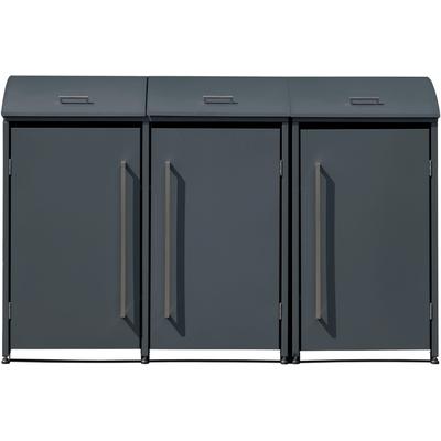 Mülltonnenbox WESTMANN "Moderna 3", grau (anthrazit), B:211cm H:135cm T:83cm, Metall, Stahl, Aufbewahrungsboxen, Platz für 3 Mülltonnen je 240 L, BxHxT: 211x83x135 cm Image