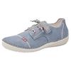 Schnürschuh RIEKER, Damen, Gr. 39, blau (jeansblau), Velourslederimitat, klassisch, Schuhe, Halbschuh, Freizeitschuh, Schnürer mit toller Ziernaht