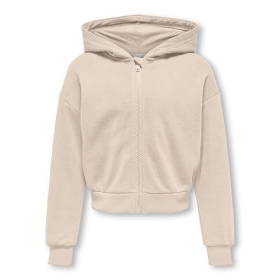 Kapuzensweatjacke KIDS ONLY "KOGFAVE L/S ZIP HOOD SWT", Mädchen, Gr. 110 (116), grau (weißcap gray), Sweatware, Obermaterial: 60% Baumwolle, 40% Polyester, unifarben, modisch, regular fit normal, Langarm Rippbündchen, Sweatjacken, mit leicht... Image