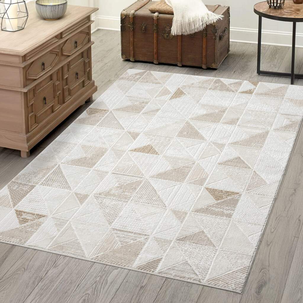 Teppich CARPET CITY "ANTIK231", beige (creme), B:120cm H:10mm L:170cm, Polyester, Teppiche, Kurzflor, 3D-Optik, Klassisch-Modern für Wohnzimmer, Schlafzimmer Image