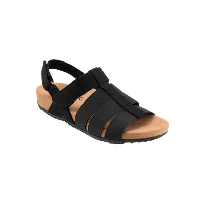 Women's Burnaby Adjustable Strap Sandal by SoftWalk in Black Nubuck (Size 8 M)