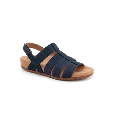 Extra Wide Width Women's Burnaby Adjustable Strap Sandal by SoftWalk in Navy Nubuck (Size 8 1/2 WW)