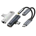 Cuffie e caricabatterie da USB C a 3,5 mm Adattatore 2 in 1 da tipo C a jack audio Aux con dongle di ricarica rapida PD da 100 W per laptop mobile