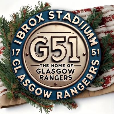 TEMU Room Decor 1pc Rangers Ibrox Stadium G51 Emblem - Aluminum Metal Sign For Sports Fans, Decor, Indoor/outdoor Display