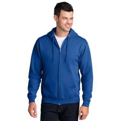 Port & Company PC78ZH Core Fleece Full-Zip Hooded Sweatshirt in True Royal Blue size 5XL | Cotton/Polyester Blend