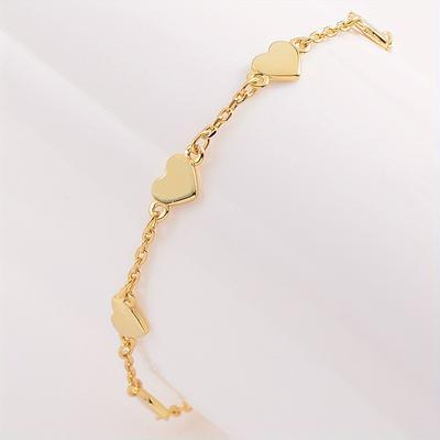 TEMU Minimalist Style Heart Charm Plated Bracelet Valentine's Day Gift Image