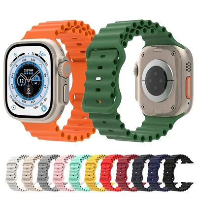 für Apple Watch Ultra 1 2 49 mm Ocean Silikonarmband für iWatch Serie 9 8 7 6 42 mm 44 mm 45 mm 49 Image