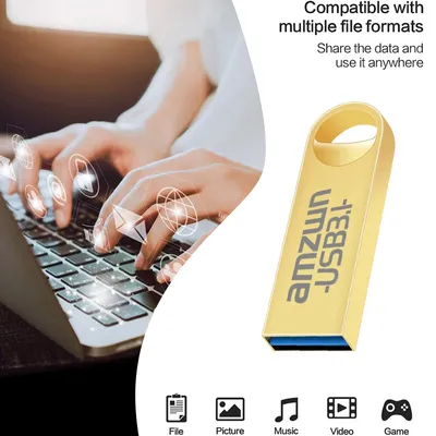 AMZWN USB-Stick 64 GB 3.1 USB-Flash-Laufwerk 128 GB Pendrive 32 GB Pen Drive 16 GB Mini-USB-Speicherscheibe auf Schlüssel für Computertelefon Image