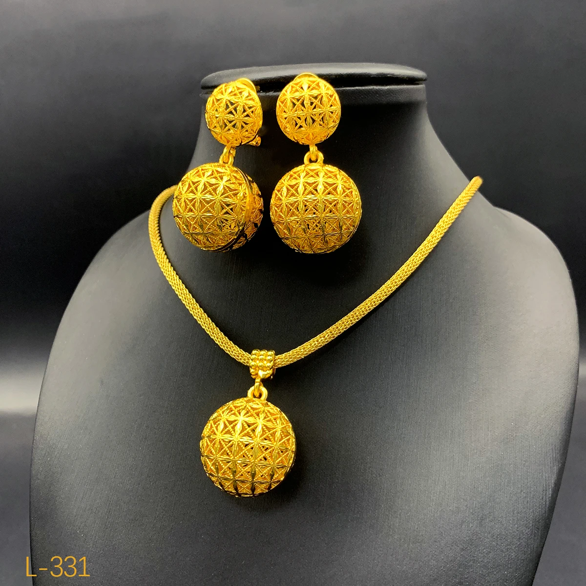 Dubai Ball 24k vergoldete Schmucksets für Frauen Indisches Brautkostüm Halskette Ohrringe Sets Nigerianische Hochzeitsgeschenke Image