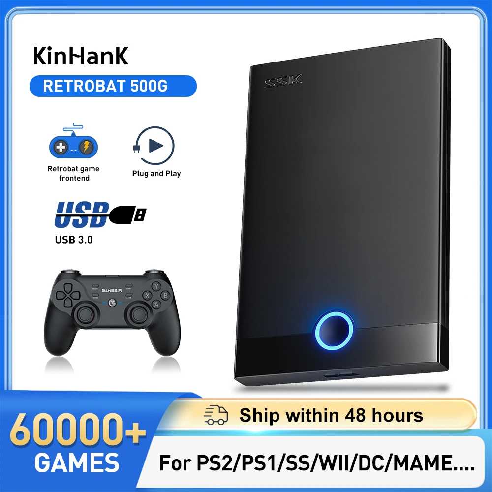 Super Konsole Retro bat Gaming HDD 60000 Retro Videospiele Emulatoren für PS2/PS1/PSP/DC/SS/Mame Plug and Play für PC Kind Geschenk