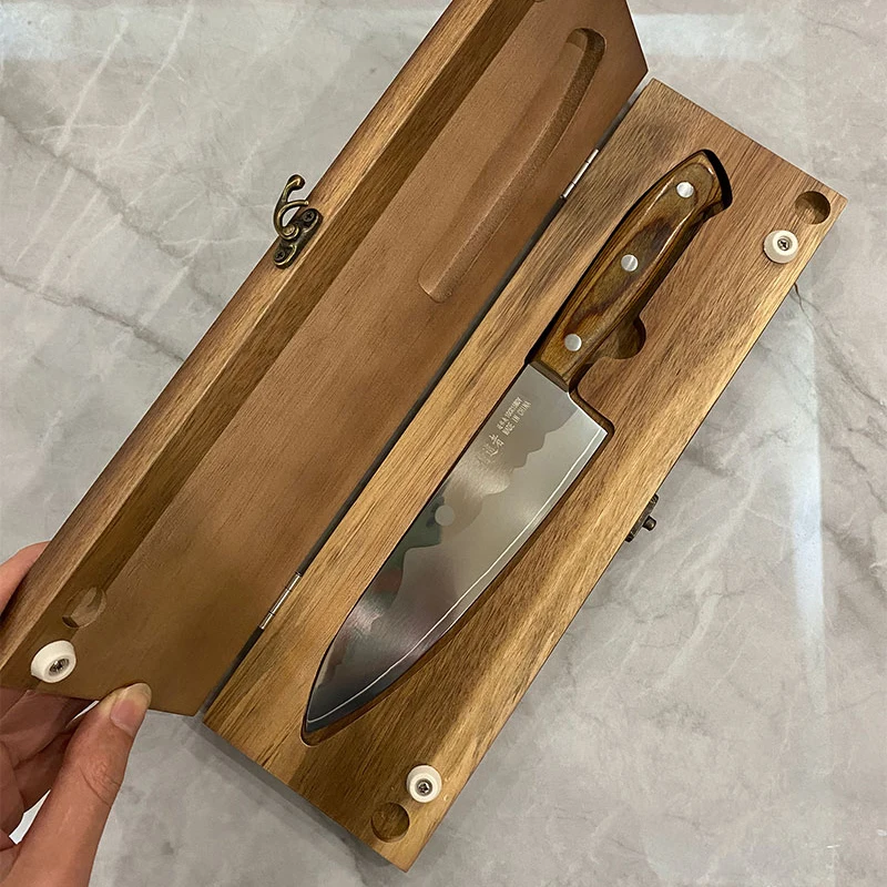 6,7-Zoll-Kochmesser mit Holzgriff, 3 Schichten verkleideter Stahl, 10Cr15CoMoV-Klinge, scharfes Hackmesser, japanisches Küchenmesser, Kochutensilien Image