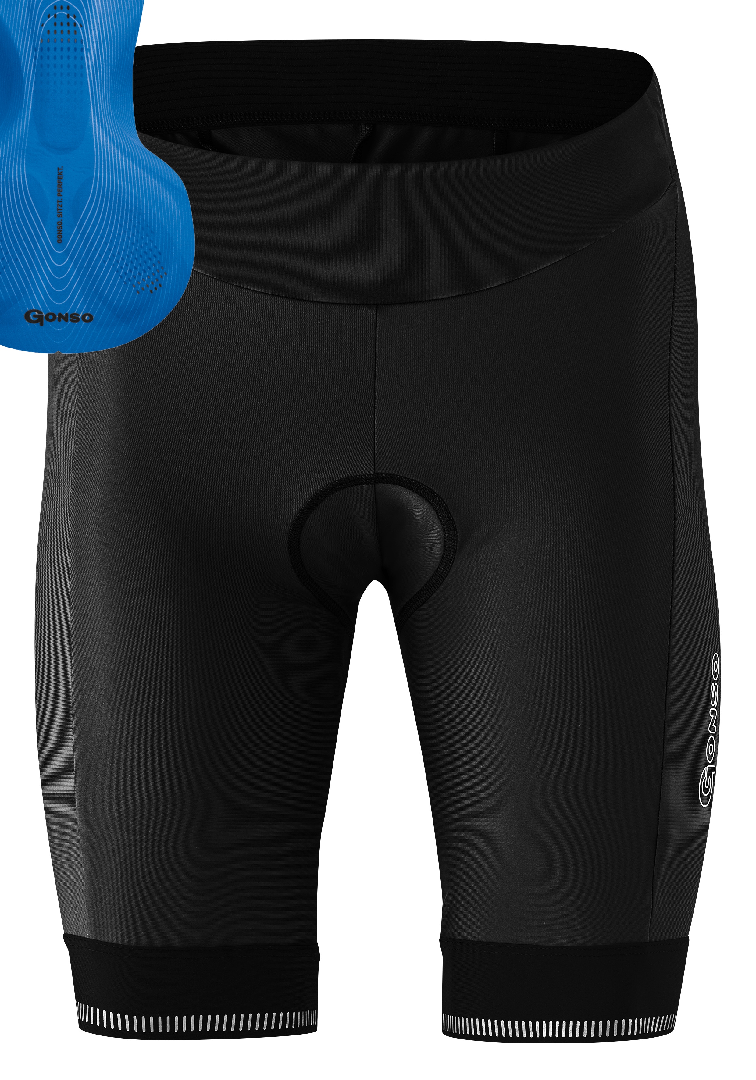 Fahrradhose GONSO "SITIVO W", Damen, Gr. 36, Normalgrößen, blau, 65% Polyamid (Recycelt), 35% Elasthan, Hosen, Damen Radhose mit innovativem Sitzpolsterkonzept Image