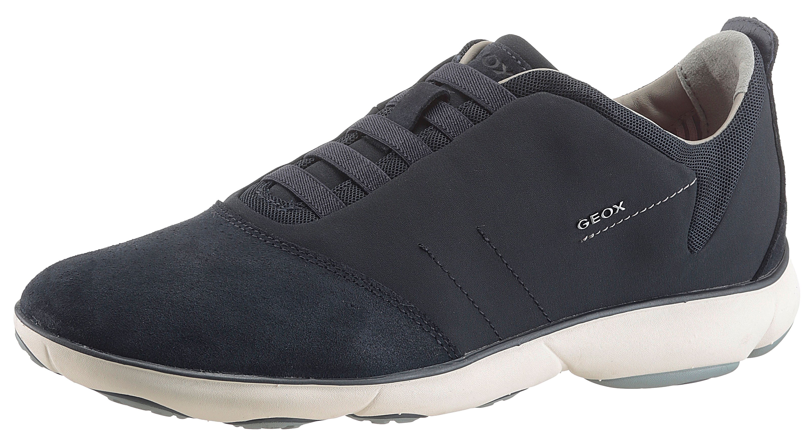 Slip-On Sneaker GEOX, Herren, Gr. 41, blau (navy), Textil, Veloursleder, Schuhe, Slipper, Freizeitschuh mit Gummizug