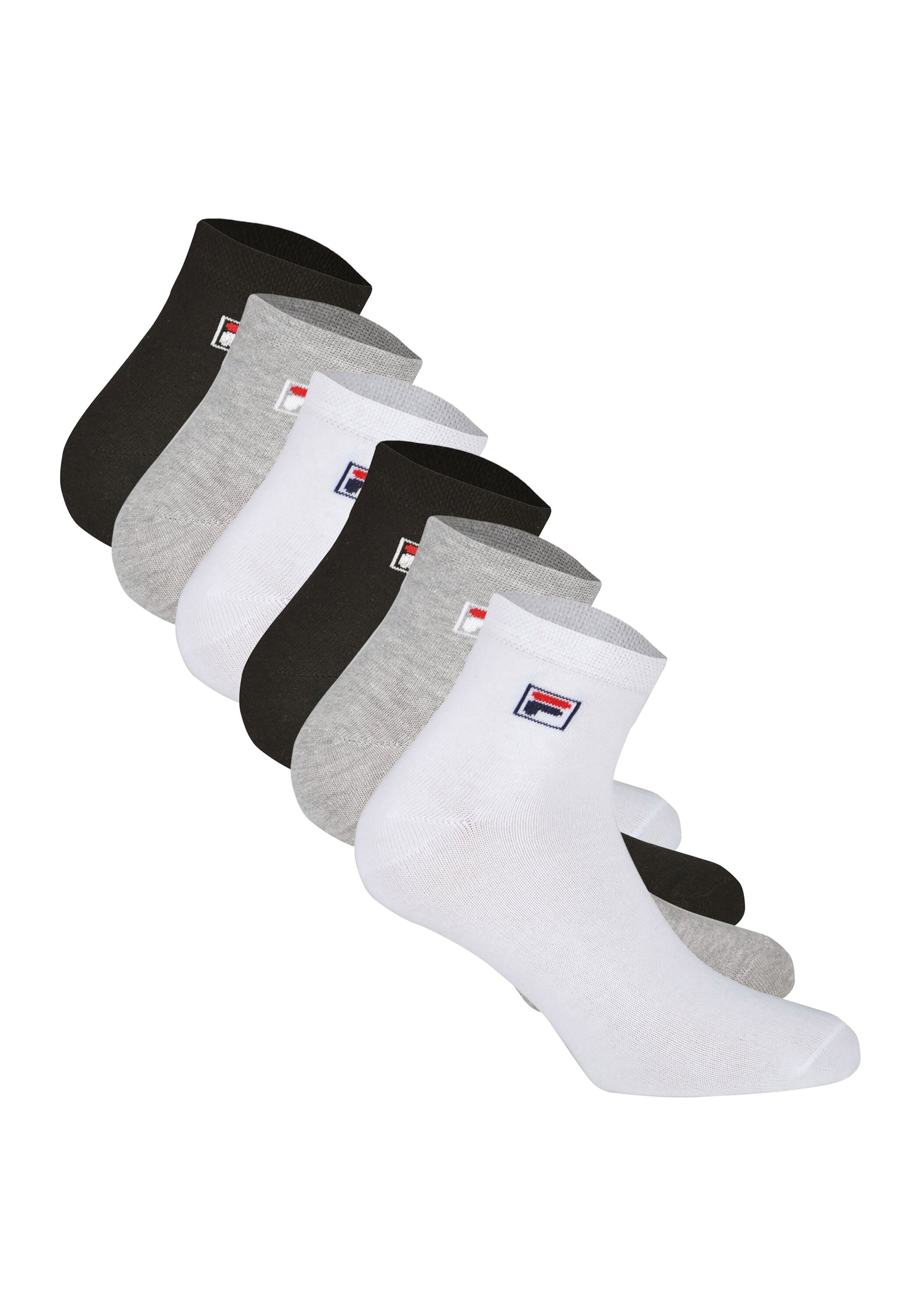 Sneakersocken FILA "Socken 6er Pack", Herren, Gr. 39-42, bunt (schwarz, weiß, grau), Obermaterial: 75% Baumwolle CO. 23% Polyester PES. 2% Elasthan EL., Socken Sneakersocken