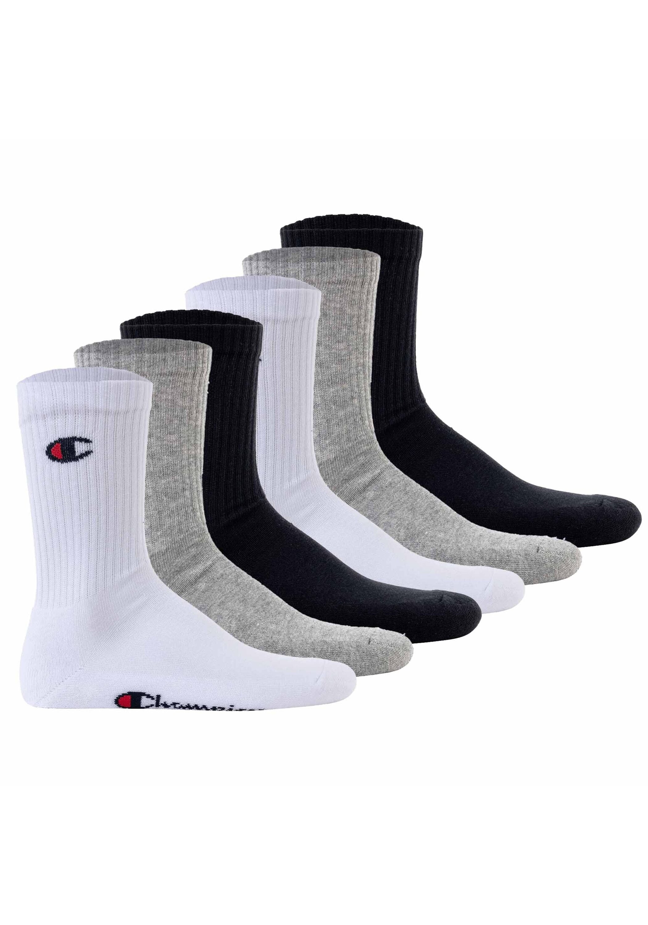 Kurzsocken CHAMPION "Socken 6er Pack", Damen, Gr. 43-46, bunt (schwarz, weiß, grau), Obermaterial: 70% Baumwolle CO. 28% Polyester PES. 2% Elasthan EL., Socken Image