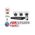 Hikvision - kit videosorveglianza 4 canali 5 mpx 3 telecamere dome 5MPX 3K hybrid light hdd 1TB