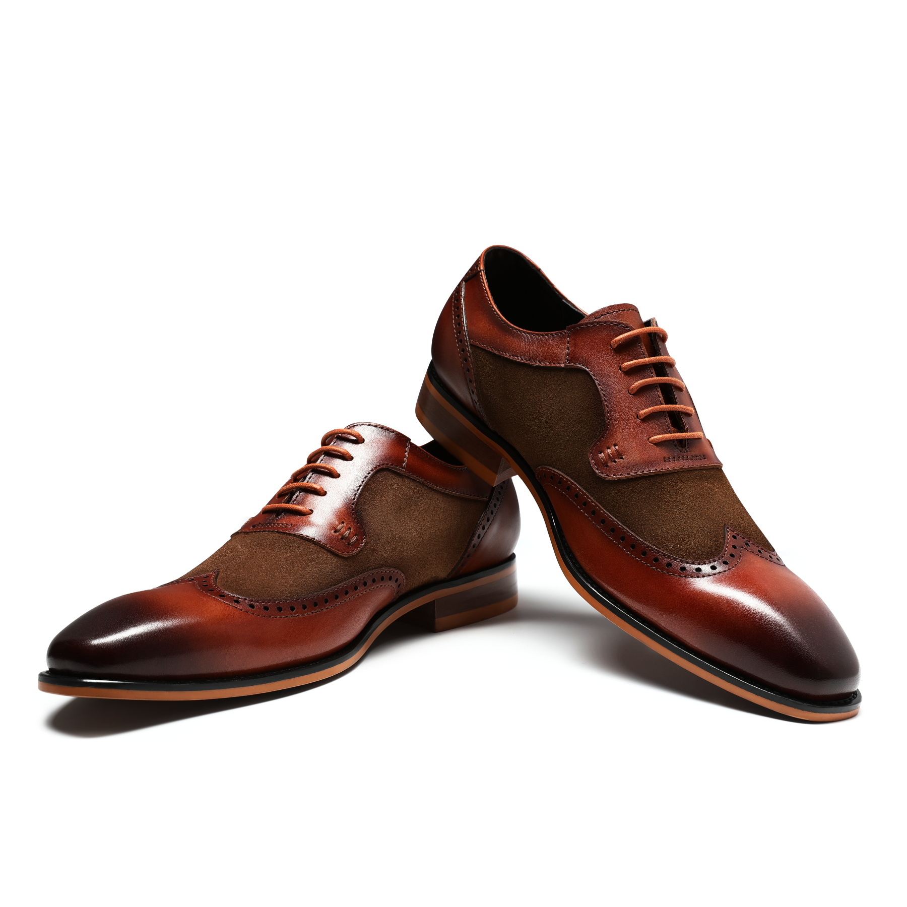 Herrenschuh mit klassischer Ziernaht Business-Schuh Glattleder Halbschuhe Braun Image