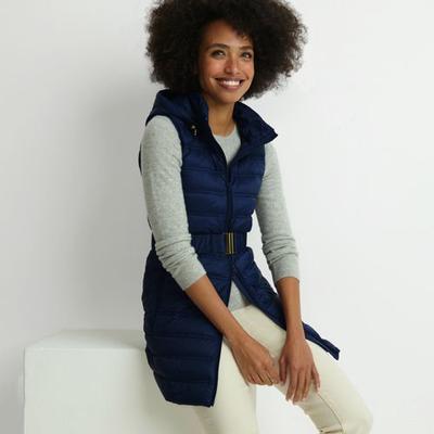 Wanderweight Down Ultralight Packable Belted Gilet, Women, size: 10-12, regular, Blue, Nylon, by Lands' End