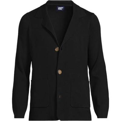 Fine Gauge Sweater Blazer, Men, size: 50-52, regular, Black, Cotton, by Lands' End