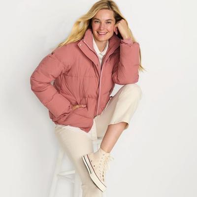 Puffer Down Jacket, Women, size: 28-30, plus, Red, Nylon/Down, by Lands' End