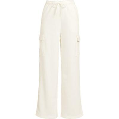 Serious Sweats Wide Leg Cargo Joggers, Women, size: 14-16, regular, Ivory, Cotton-blend/Poly-blend, by Lands' End