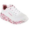 Sneaker SKECHERS "UNO LITE-LOVELY LUV", Kinder, Gr. 37, weiß (weiß, rot), Lederimitat, Textil, kontrastfarbene Details, sportlich, Schuhe, Schnürschuh mit bedruckter Sohle, Größenschablone zum Download