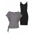 Jerseykleid KANGAROOS, Damen, Gr. 44/46 (L), N-Gr, schwarz-weiß (schwarz, grau, weiß, gestreift), Single Jersey, Obermaterial: 60% Baumwolle, 40% Polyester. Kleid: 95% Baumwolle, 5% Elasthan, meliert, gestreift, geringelt, unifarben, casual, sehr...