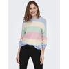 Strickpullover ONLY "ONLATIA L/S STRIPE PULLOVER KNT NOOS", Damen, Gr. M (38), blau (kentucky blau stripes), Strick, Obermaterial: 50% Viskose, 27% Nylon, 23% Polyester, gestreift, modisch, regular fit normal, Rundhals, Langarm Rippstrickbündchen,...