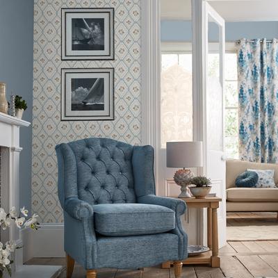 Vliestapete LAURA ASHLEY "Pinford Trellis", blau, B:0,52m H:10m L:10m, Vlies, Tapeten, 10mx52cm (ca. 5m2) Image