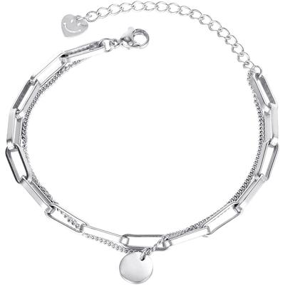 Armband FIRETTI "Schmuck Geschenk Edelstahl Armschmuck Ankerkettengliederung Plättchen", silber (edelstahlfarben), Armbä