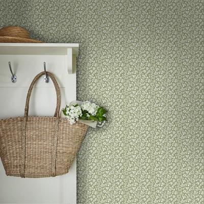 Vliestapete LAURA ASHLEY "Sweet Alyssum", grün, B:0,52m H:10m L:10m, Vlies, Tapeten, 10mx52cm (ca. 5m2) Image